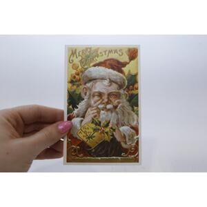 Merry Christmas, Santa Claus Winking, Rare Postcard, Unused, Color Picture,